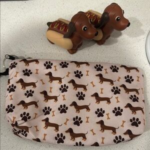 Dachshund wiener dog makeup bag and stress toy set